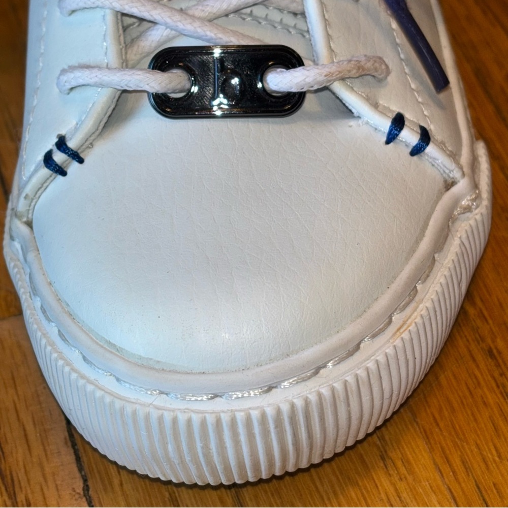 Ted Baker White Kids Sneaker Two Tone As New Navy/White Laces Size 1 / 33 - Picture 9 of 13